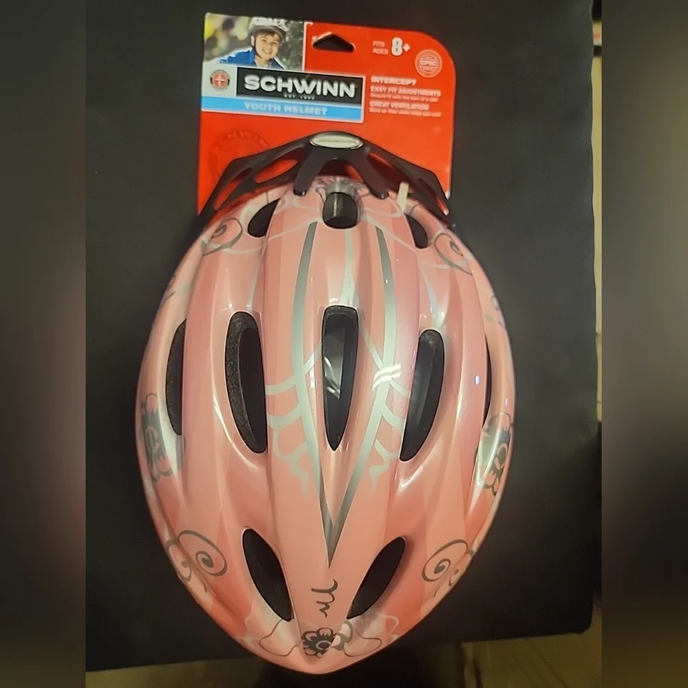 Schwinn Girls Youth Intercept Helmet Pink w/ Pink Flowers Adjustable 8+ NEW - Picture 1 of 11